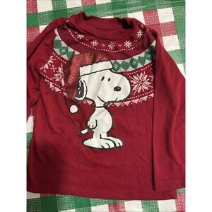 Peanuts Santa Snoopy  Christmas Long Sleeve Size 3T Glitter